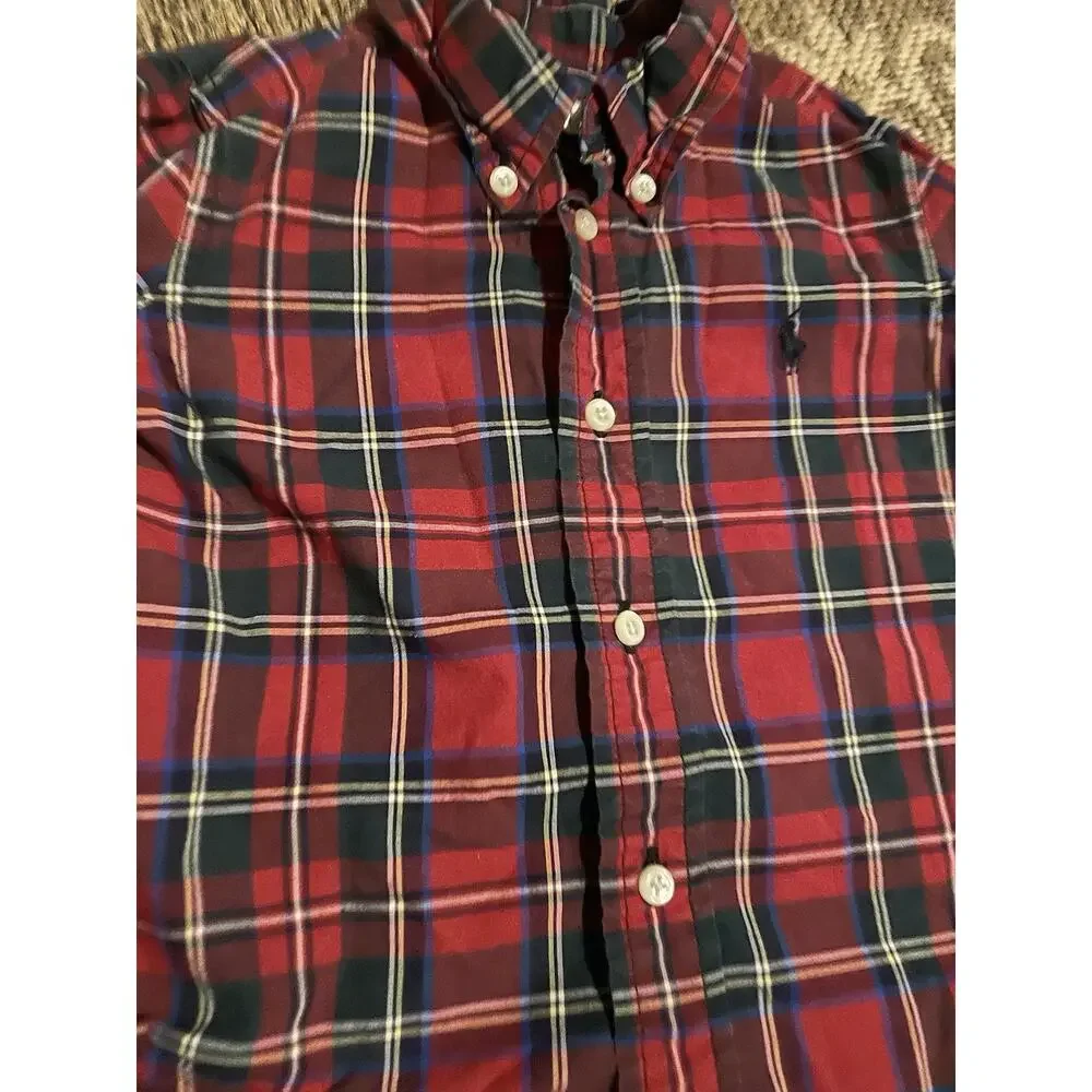 Ralph Lauren Holiday Polo Plaid Button Down Oxford Shirt Red Green Boys 18 Month